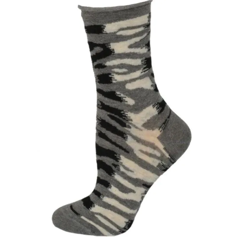 Sierra Socks Zebra Pattern Hi Anklet Casual Cotton Women's 2 Pair Pack Socks