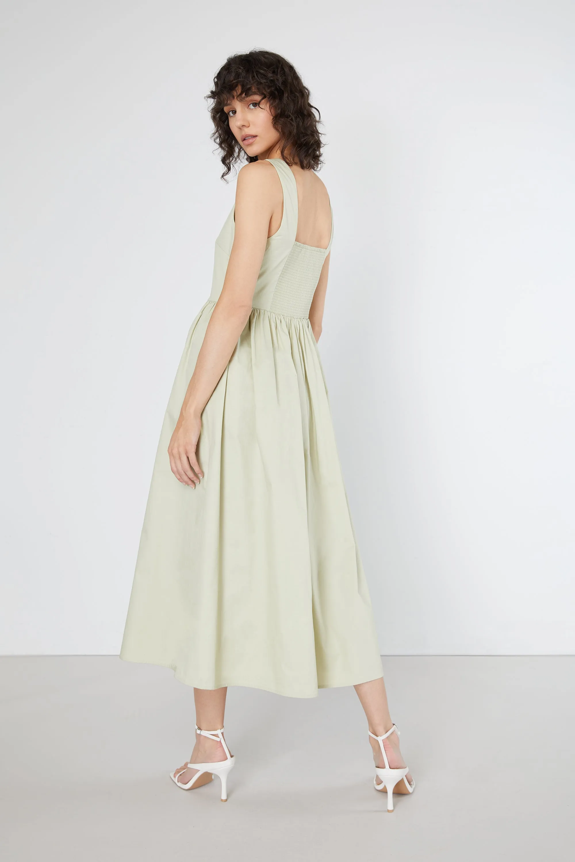 SQUARE NECK MIDI DRESS