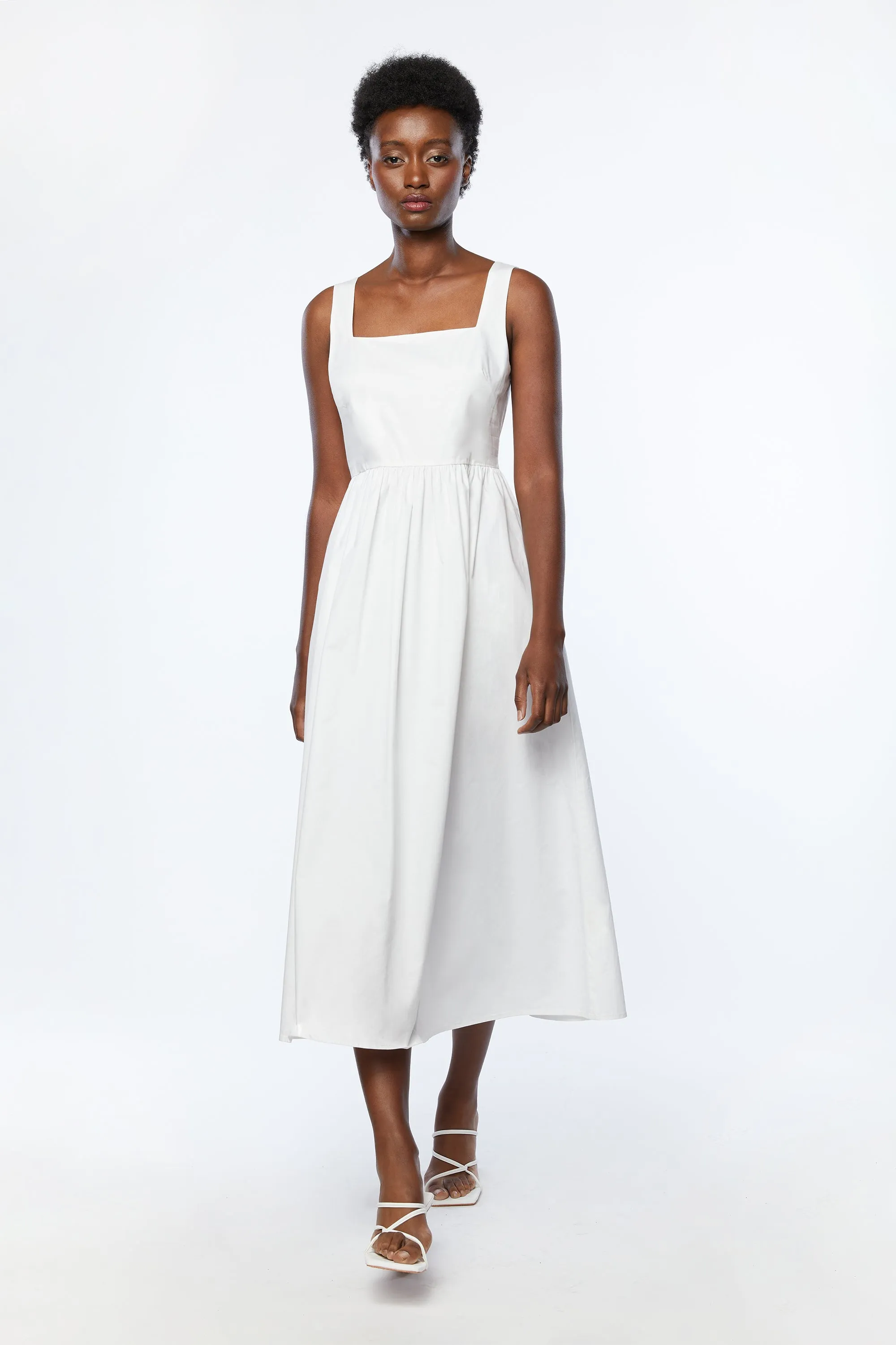 SQUARE NECK MIDI DRESS