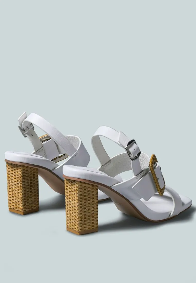 SWIFT Big Buckle Leather Slingback Sandal in White