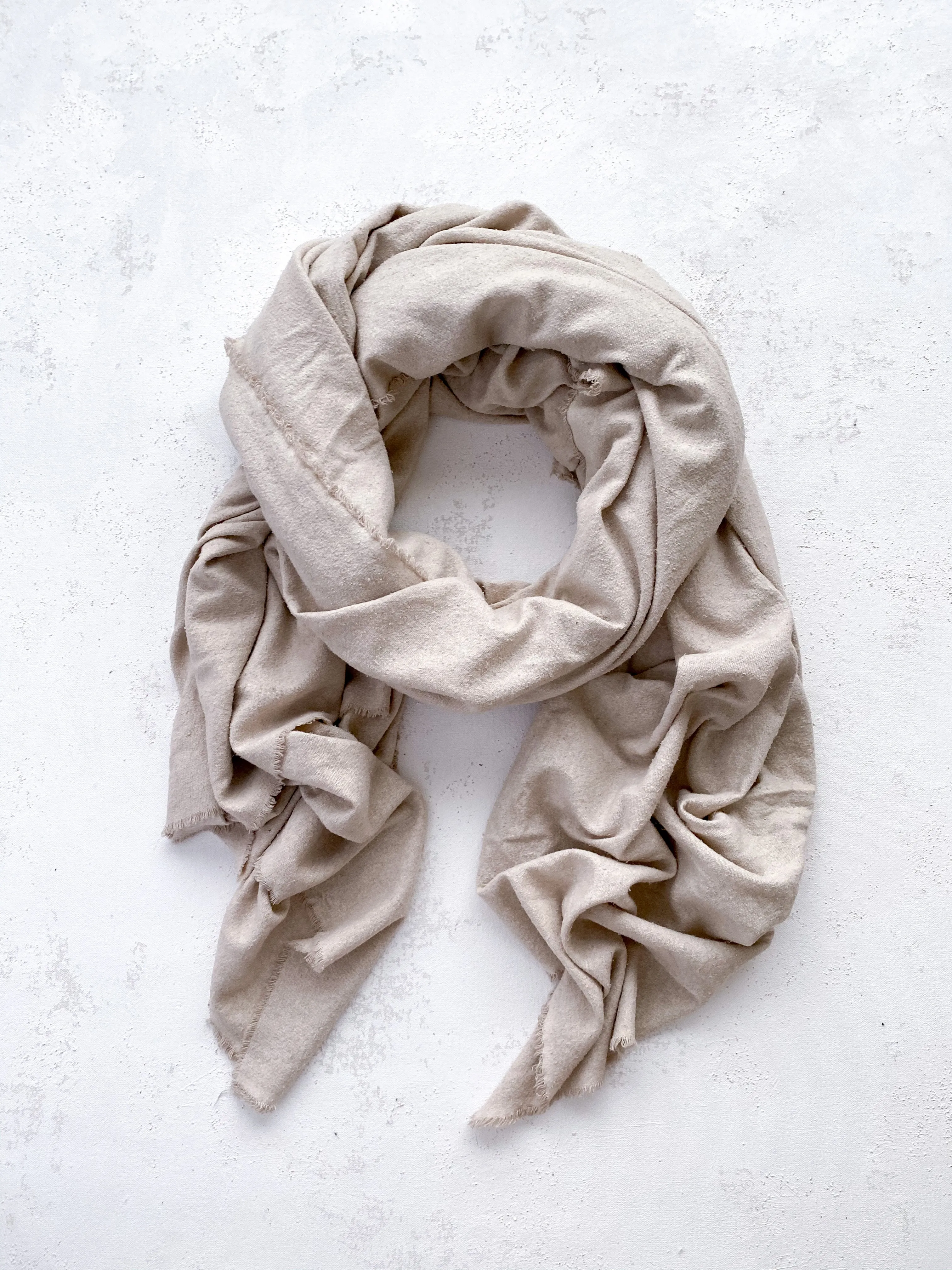 Washable Silk Blanket Scarf in Bone