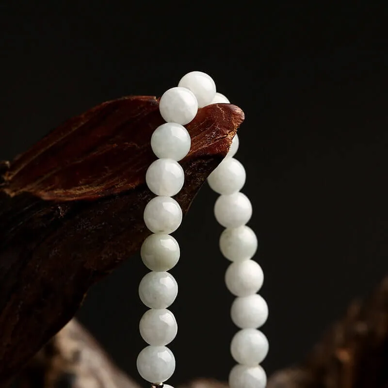 White Jade Magnolia Flower Bracelet