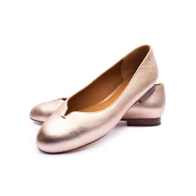 Yumi Ballet Flat in Metallic Rose Gold Leather